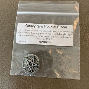 Lot Of 5 Pentagram Pocket Stone Pewter Charm Meditations Focus Ritual Magic New